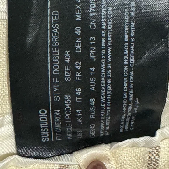 Suistudio cream colored pinstriped double-breasted blazer - Picture 5 of 7